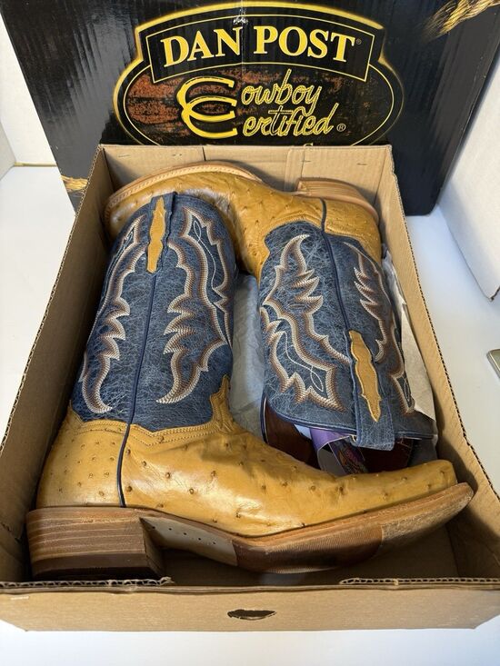 Dan Post Brady Western Boots 10 1/2 D Mens Full Quill Ostrich Square Toe Leather main image 4